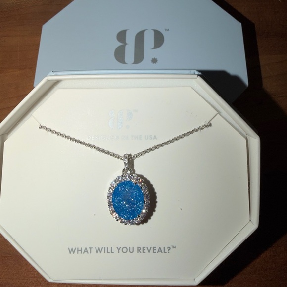 Bomb Party Jewelry - The 2424 Necklace Aqua Blue Ice Crystal Rhodium